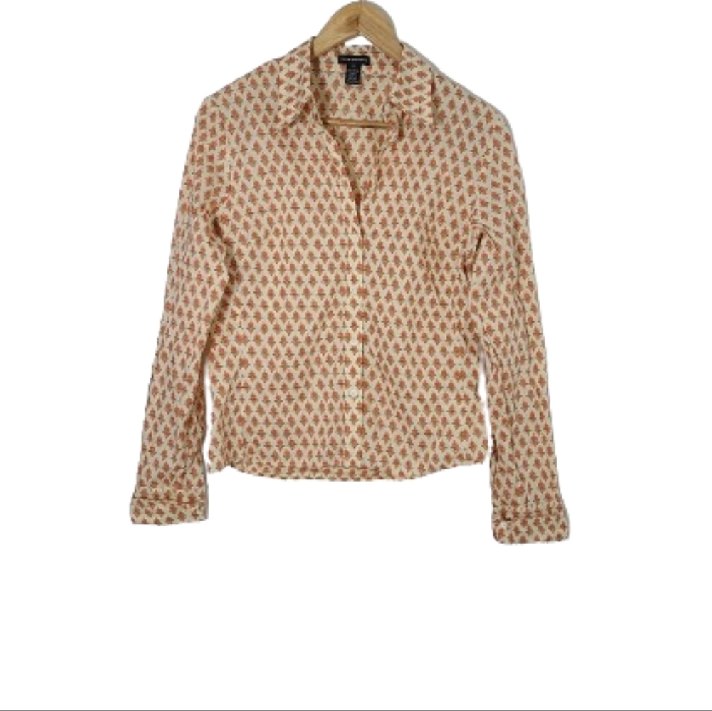 VTG CLUB MONACO Floral Long Sleeve Button Down Shirt Women's Size M